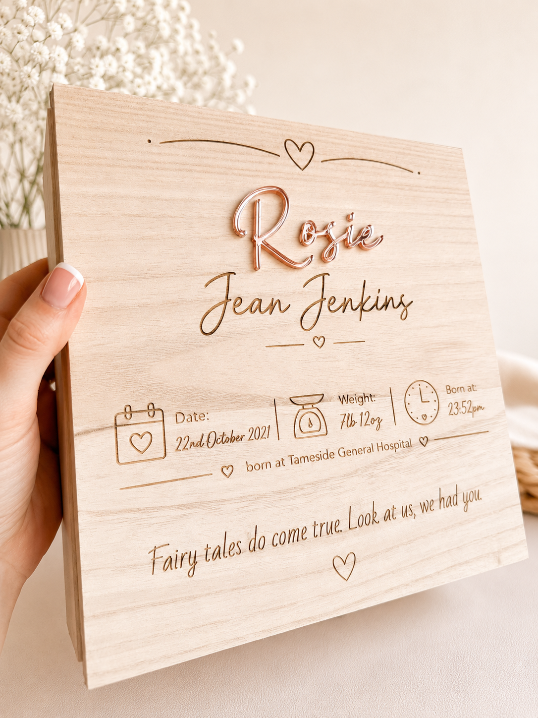 Personalised Baby Keepsake Box | Baby Memory Box with Birth Details