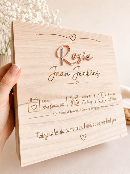 Personalised Baby Keepsake Box | Baby Memory Box with Birth Details