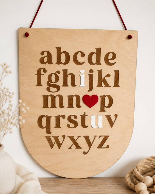 Personalised Wooden Alphabet Wall Plaque | Nursery Wall Decor | ABC Sign