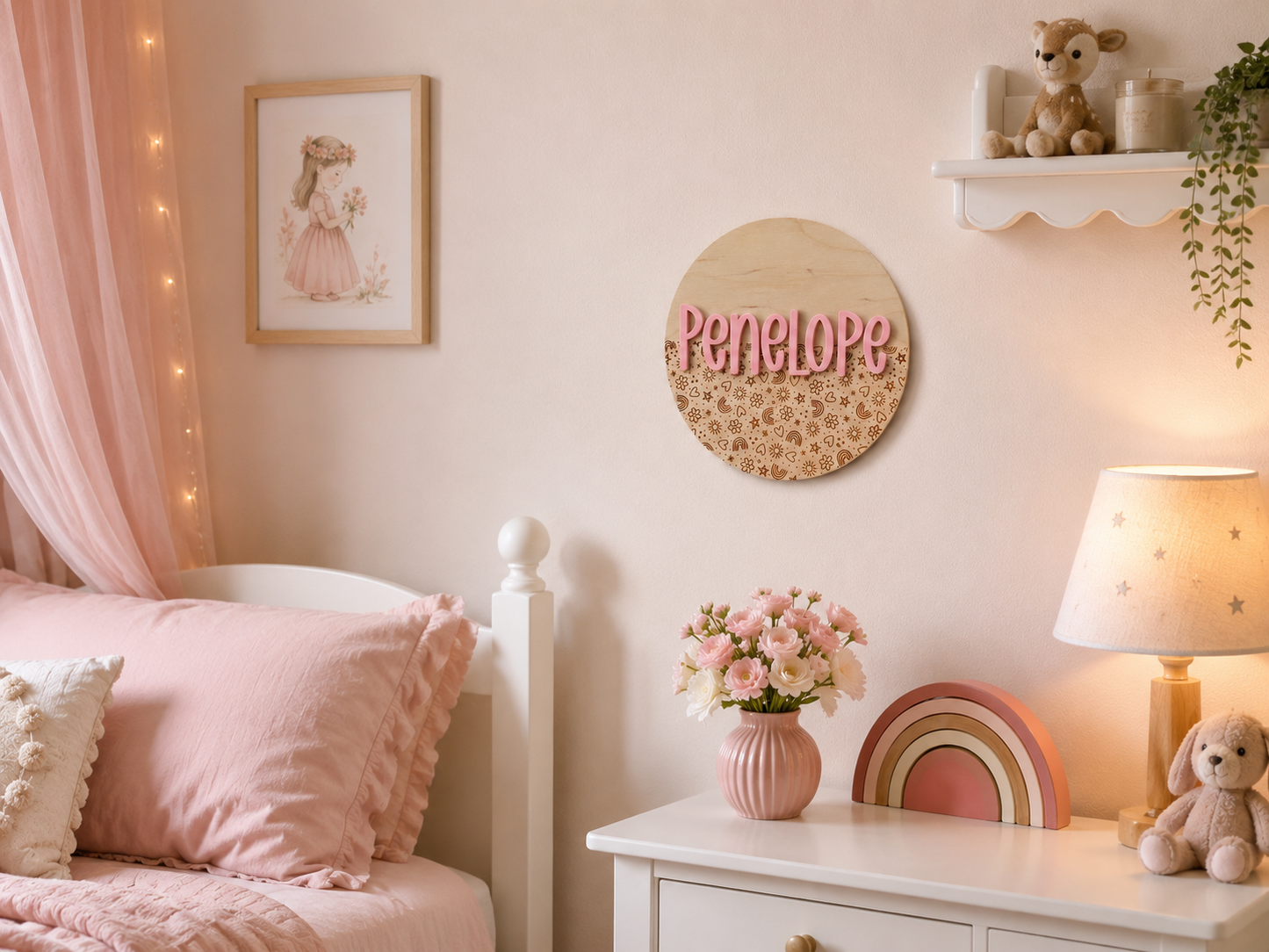 Personalised Wooden Name Sign | Nursery Wall Decor | Custom Children's Bedroom Sign