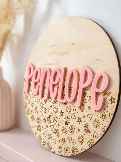 Personalised Wooden Name Sign | Nursery Wall Decor | Custom Children's Bedroom Sign
