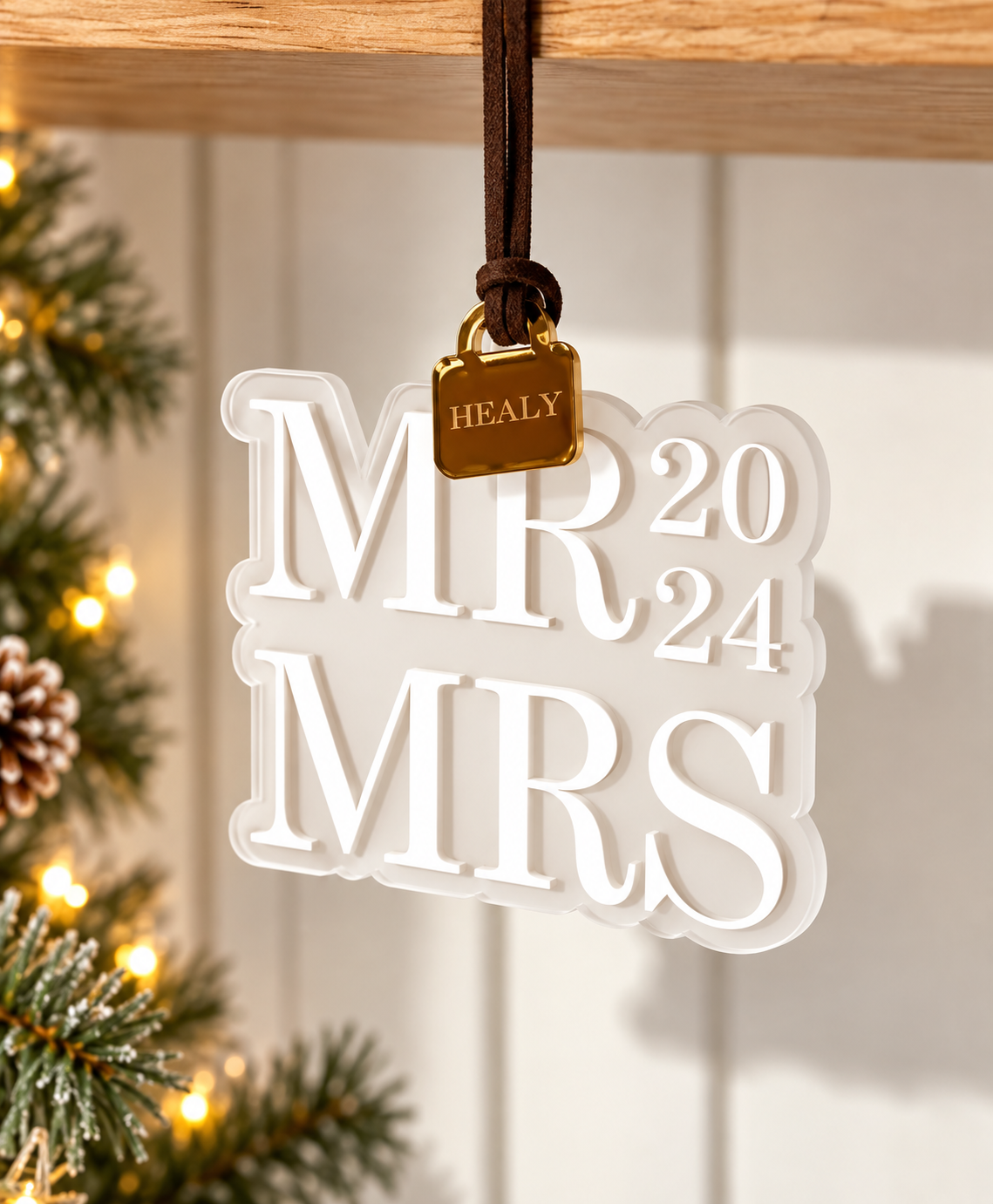 
First Christmas as Mr and Mrs personalised Christmas tree decoration