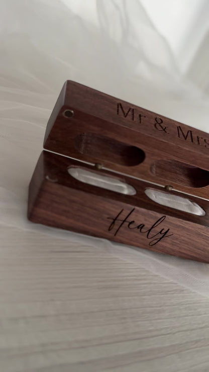 Personalised double wedding ring box.