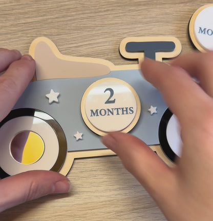 Interchangeable baby milestone disc, vintage car for baby boys 