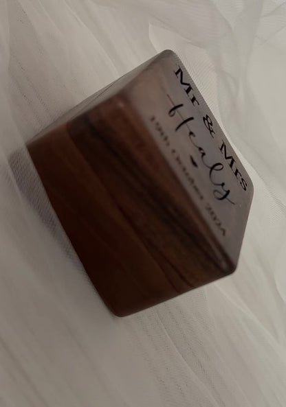 Personalised square wedding ring box