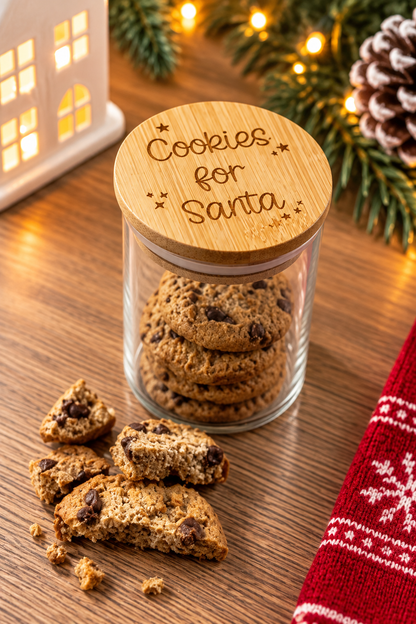 Cookies for Santa jar filled with cookies for a Christmas Eve tradition